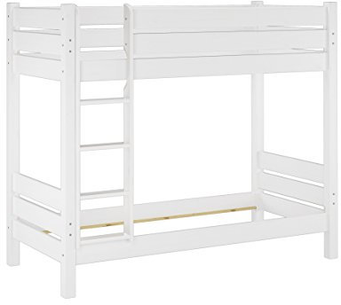 Erst-Holz Etagenbett extra stabil 100x200 Nische 100 Kiefer-Hochbett weiß ohne Zubehör 60.16-10WoR