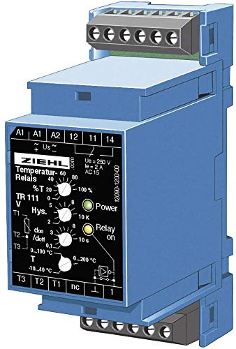 Ziehl TR 111 Temperaturregler Pt100-10 bis +200 °C Relais 5 A (L x B x H) 58 x 35 x 90 mm