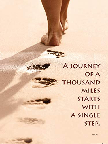 1art1 Motivation Poster A Journey of A Thousand Miles Starts with A Single Step Kunstdruck Bild 80x60 cm