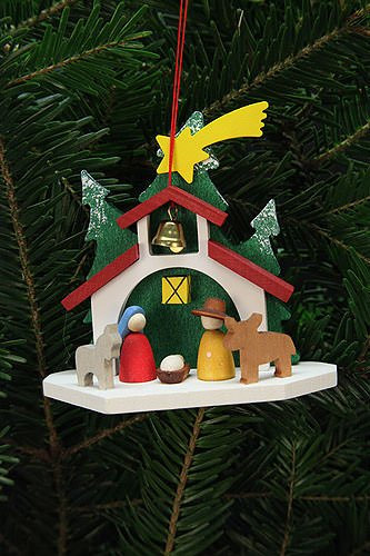 Christian Ulbricht Christbaumschmuck Christbaumschmuck Kapelle mit Hl. Familie - 9,2x8,8cm