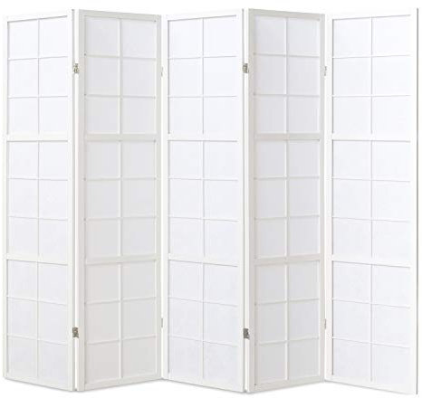 PEGANE Paravent Japonais Shoji en Bois Blanc de 5 pans