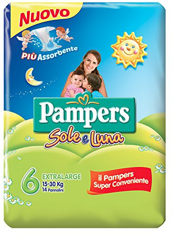 Pampers Sole & Luna extrabreiter Windeln, Größe 6 (15 – 30 kg), 14 Stück