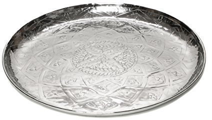 Brillibrum Design Servier-Tablett Rund Aus Aluminium Kerzentablett Groß Dekorativ Orient-Musteruster 54cm ø