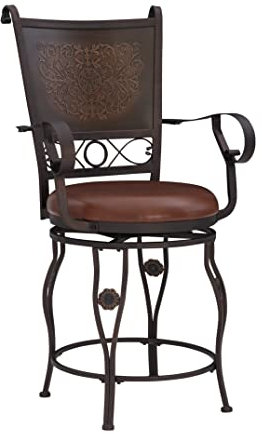 Powell Company Big and Tall Arbeitshocker, mit Armlehnen, aus Kupfer, Braun