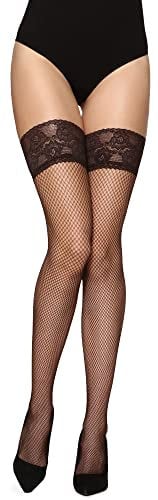 Merry Style Medias de Rejilla para mujer Autoadhesivas de Red Malla Lencería Sexy para Mujeres Underwear Pantys Tights MSSS003 (Negro-3, XS/S (32-38))