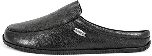 GIESSWEIN Manta – Unisex Hausschuhe, Bequeme Slipper, Flache Leder Pantoffeln, Feste Gummi Sohle, Komfortabel, Elegant