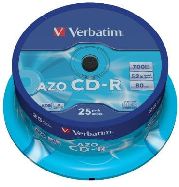 Verbatim AZO CD-R 52X 700MB Crystal 25 Pack, 43352 (25 Pack)