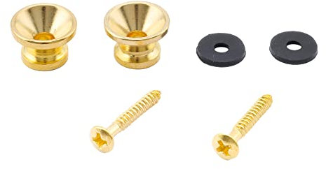 Musiclily Gitarrengurt Knöpfe Strap Buttons Endpins Metall Gitarrengurt Endknopf Gurtpin für Klassische Elektrische Akustik Gitarre Bass Ukulele, Gold(2 Stück)