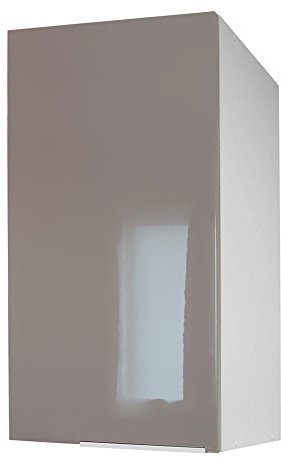 BERLIOZ CREATIONS CP4HT Hängeschrank für Küche mit 1 Tür in taupefarbenem Hochglanz, 40 x 70 x 34 cm, 100 Prozent französische Herstellung