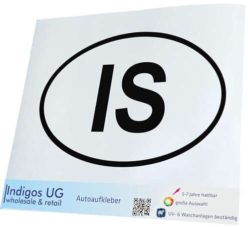 INDIGOS UG Aufkleber - Autoaufkleber - JDM - Die cut - Auto - 110x70 mm - Island IS - schwarz - Heckscheibe - Heckscheibenaufkleber - Sticker - Tuning