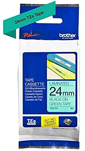 Brother Tape Black on Green 24mm, TZE751