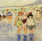 Kunstdruck/Poster: Heinrich Zille Freibad Wannsee - hochwertiger Druck, Bild, Kunstposter, 40x40 cm