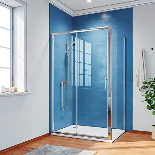 ELEGANT 1200 x 800 mm Modern Sliding Shower Cubicle Door Bathroom Shower Enclosure with Side Panel