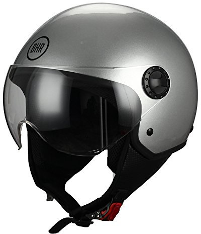 BHR Casco Demi-Jet 801 ONE| Casco Scooter Omologato ECE | Casco Motorino con Visiera Antigraffio e Sgancio Micrometrico | Silver | L