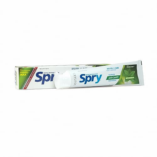 Spry Xylitol-Zahnpasta mit Fluorid, 140 ml, Zahnaufhellungs-Zahnpasta mit Xylitol, natürliche Atemerfrischung, mundbefeuchtende Inhaltsstoffe, grüne Minze (2er-Pack)