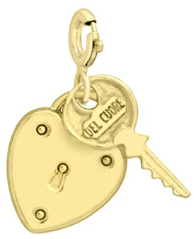 CARISSIMA Women's 9ct Yellow Gold Heart Lock and Key Charm