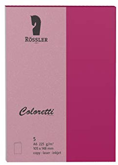 Rössler 220706546 Coloretti Doppelkarten A6hd, hoch, Amarena, 5 Stück