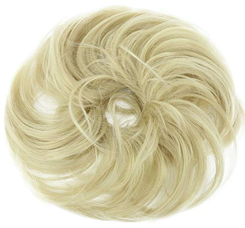CAISHA Haargummi Bella Hochsteckfrisuren Haarteil Hochzeitfrisuren Voluminös Leicht Gewellt Hitzebeständige Kunstfaser DM17cm Hellblond Mix G14B
