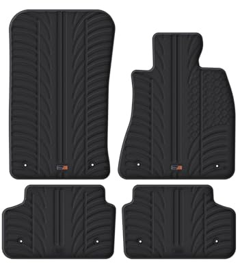 TRAVALL Rubber Car Mats (set of 4) compatible with BMW 5 Series Saloon and Touring (2010-2016) Heavy Duty Floor Mats Moulded Premium Mats Easy Clean Black with Clips - Anti Slip All-Weather Protection