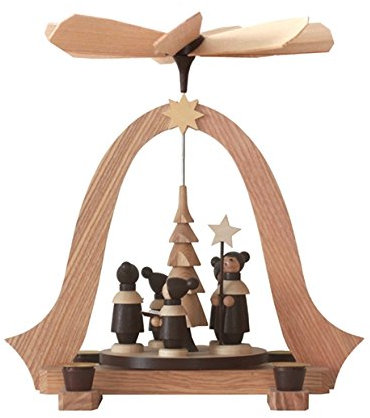Rudolphs Schatzkiste Pyramide mit Kurrendefiguren Natur HxBxT 26x23x20cm NEU Weihnachtspyramide Tischdekoration Holzpyramide Tischpyramide Dekoration Weihnachten Wärmespiel Lichter Figur Holz Seiffen