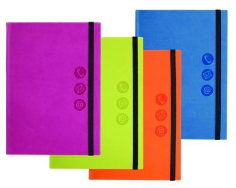 Adressbuch A6 21-tlg mit Register A-Z 84Seiten Trendfarben sortiert mit Gummizuverschluss - Liefermenge 5 Stück