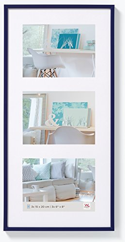 walther design Bilderrahmen blau 3x 10x15 cm Galerie mit Passepartout, New Lifestyle Kunststoffrahmen KV315L