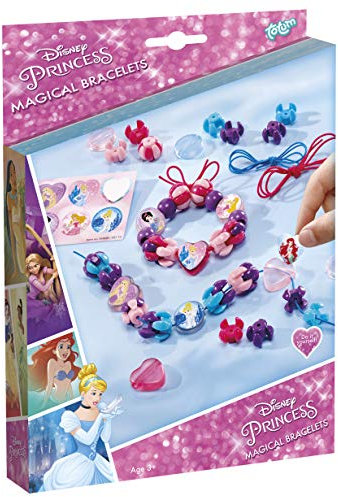 Disney Princess Bastel-Set: Armbänder zum Selber Verzieren mit Anhängern, Perlen und Stickern von Dornröschen, Cinderella und Arielle, Geschenk für Mädchen
