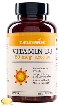 NatureWise Vitamin D3 2000iu (50 mcg) 1-Year Supply for Immune Support, Healthy Muscle Function, and Bone Health - Non-GMO, Gluten Free in Organic Extra Virgin Olive Oil, (Mini Softgel), 360 Count