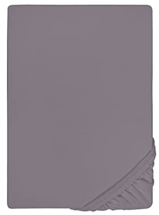 biberna Jersey-Elastic-Spannbetttuch 0077866 (Matratzenhöhe max. 25 cm) 1x 140x200 cm - 160x220 cm, Silber/grau