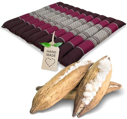 livasia Sitzkissen Stuhlauflage groß - 50x50x4,5cm - Bodenkissen gesteppt Indoor/Outdoor, Meditationskissen Yogakissen, Stuhlauflage Palettenmöbel, Steppkissen Stuhl und Bank (Weinrot)