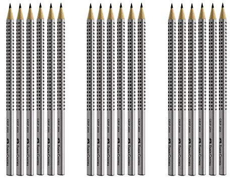 Faber-Castell 6er Sparpack Bleistifte GRIP 2001 (3, silber 2H)