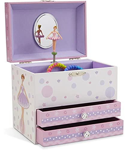 Jewelkeeper - Boîte à Bijoux Musicale, Ballerine Rose et Blanche, avec 2 Tiroirs de Rangement - Mélodie Le Lac des Cygnes