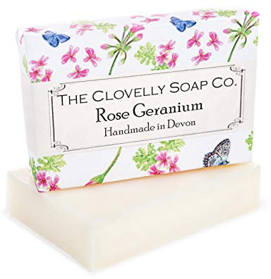 Clovelly Soap Co Natural Handmade Rose Geranium Soap Bar for all Skin Types 100g