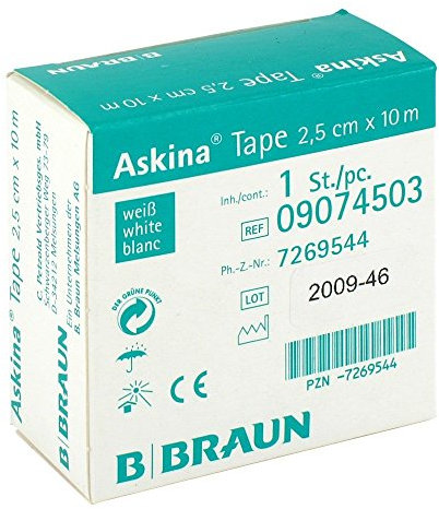 Askina Tape weiß, Rolle einzeln verpackt 10 m x 2,5 cm, 1 Stück