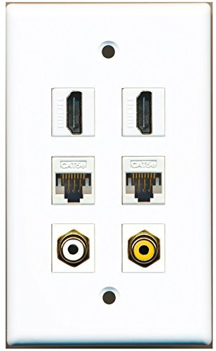 RiteAV HDMI-Wandplatte, 1 RCA-Anschluss, 2 Anschlüsse, Cat5e, Weiß