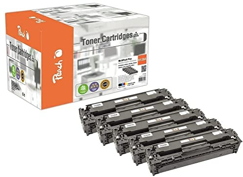 Peach H128 Spar Pack Plus Tonermodule (2xBK, C, M, Y) ersetzt HP No. 128A, CE320A*2, CE321A, CE322A, CE323A für z.B. HP Color LaserJet Pro cm 1415 fn, HP Color LaserJet Pro cm 1415 fnw