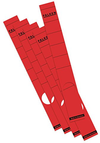 Original Falken 10er Pack Ordner-Rückenschild. Made in Germany. Etiketten 36 x 290 mm selbstklebend für 5 cm schmale Ordner rot