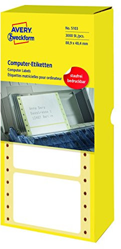 AVERY Zweckform 5103 Computer-Etiketten (Papier matt, 3,000 Etiketten, 88,9 x 48,4 mm) 1 Pack weiß