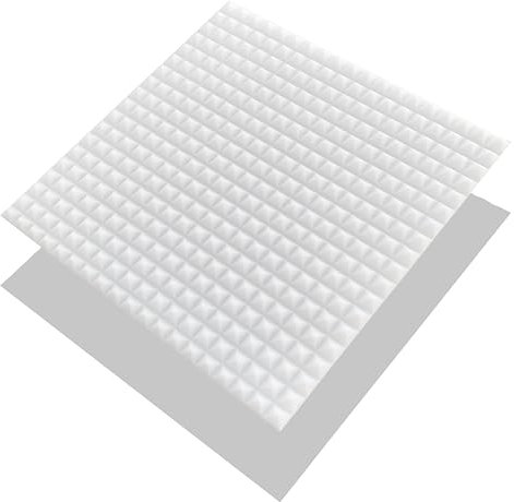 8x Pyramiden-Schaumstoff, Platten je ca. 50x50x3cm (= ca. 2 m²), in der Farbe Weiss, Pyramidenschaumstoff, Noppenschaumstoff, Akustik, Schallschutz