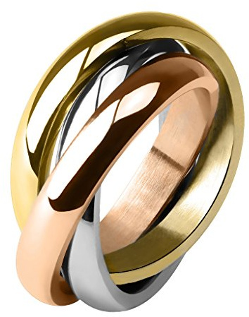Taffstyle® Damen Verlobungsring Wickelring Designer Schmuck 3 in 1 Ring Edelstahl - Silber Gold Bronze - Größe 55 (17.5)