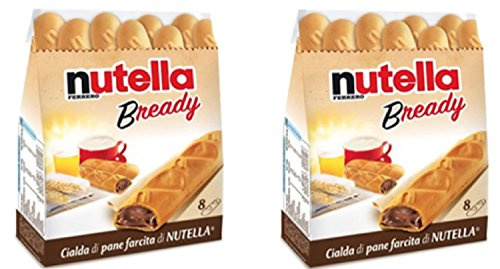 Ferrero: Nutella B-ready  a crisp wafer of bread in the form of mini - baguette stuffed with a creamy Nutella * 8 pieces * 5.39 oz (153g) * Pack of 2 [ Italian Import ]