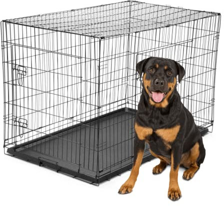 KCT XXL Extra Extra Large Dog Crate with Removeable Plastic Tray Metal Puppy Pet Cage– Folding Training Pet Pen with 2 Doors