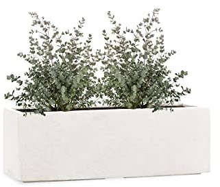 Pflanzwerk® Maceta Fibra de Vidrio Tub Arena 17x50x17cm *Resistente a Las heladas* *Protección UV* *Calidad Europeo*