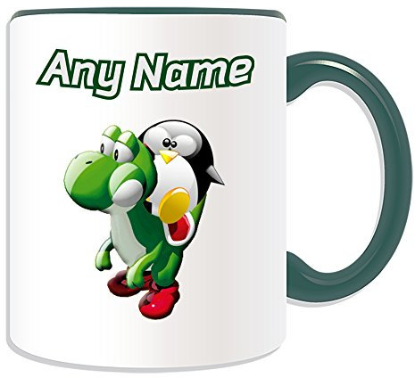 Yoshi - Taza de equitación (personaje de videojuego de pingüino, color de disfraz), cerámica, Verde