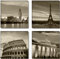 Visario Bild auf Leinwand 6604 Städte London Paris Rom Berlin 4x30 x 30 cm 4 Teile Bilder fertig gerahmt auf echtem Holzrahmen. Ausführung Kunstdruck als Wandbild.