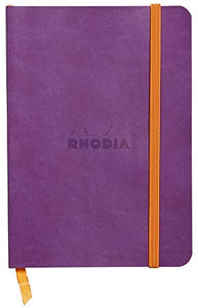 RHODIA 117310C - Purple Soft Notebook - A6 - Lined - 144 pages - Ivory Clairefontaine Paper 90 g/m - Bookmark, Elastic Closure - Faux Leather Cover - Rhodiarama Collection
