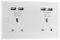 BG Electrical 824U44 Double Unswitched 13 Amp Power Socket with Four USB Type A Charging Ports, 21W, White Moulded, Round Edge