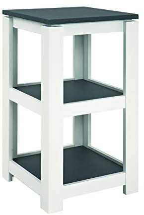 HAKU Beistelltisch granitoptik weiß MDF Couchtisch mit 2 Ablagen Sofatisch Bicolor - Maße: B 40 x H 74 x T 40 cm Style: Modern