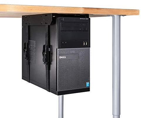 PENN ELCOM Economy CPU Under Desk Mount for Office, School and Home For Keeping your Computer off the Floor and with Better Access Black (Slide Access Mount)