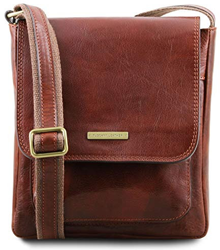 Tuscany Leather Jimmy Herrentasche aus Leder mit Vordertasche Braun